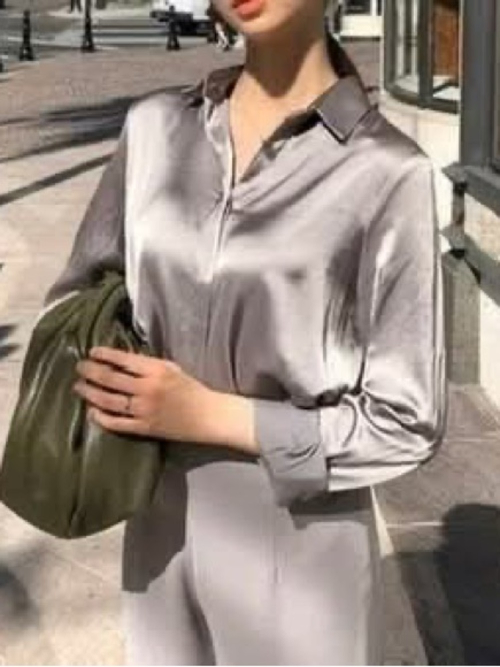 JuJu Metallic Champagne Button-Up Shirt